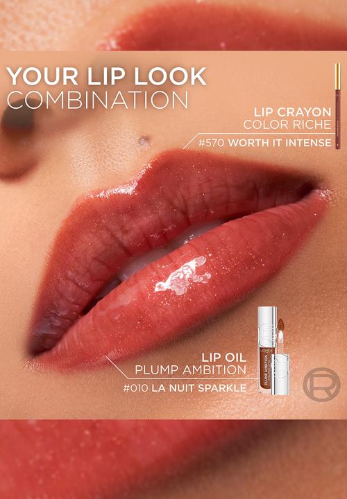 L'Oreal Paris - Plump Ambition - Plumping Lip Oil - 485 Wine O'Clock