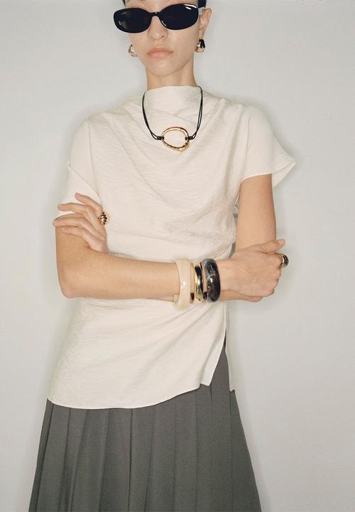 MANGO - Blouse Bianca - Light Beige