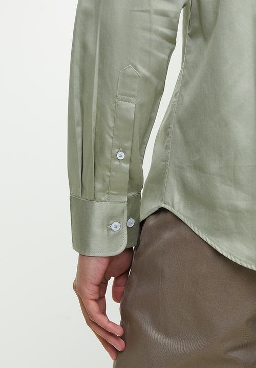 POLO - Mens Essential Sateen Long Sleeve Shirt - Sage