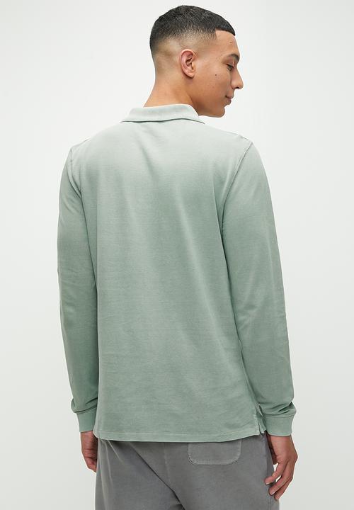 POLO - Mens Pjc Overdyed Long Sleeve Golfer - Sage