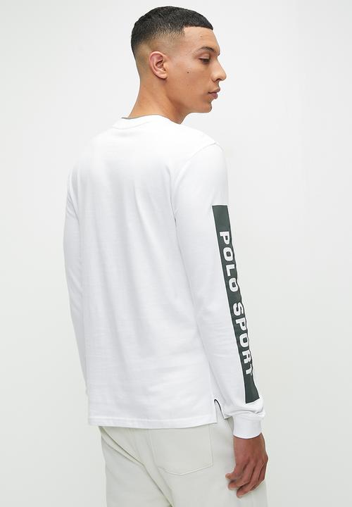POLO - Men Sport Long Sleeve Sleeve Print Tee - White