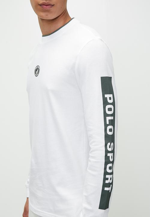POLO - Men Sport Long Sleeve Sleeve Print Tee - White