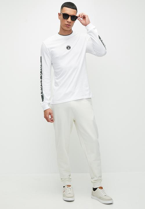 POLO - Men Sport Long Sleeve Sleeve Print Tee - White