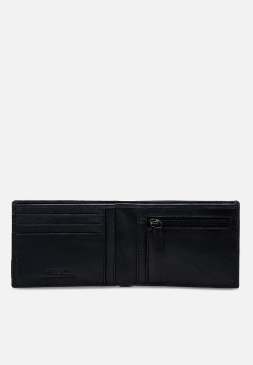 Replay - Sheep Plain Leather Wallet - Black