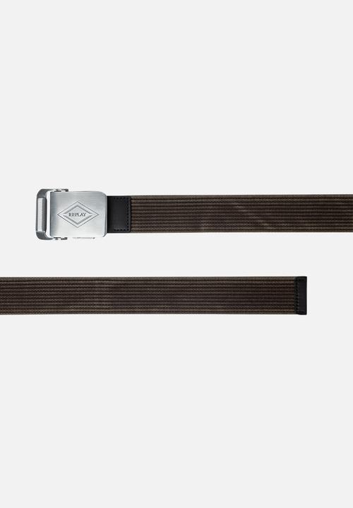 Replay - Cotton Washed Weave Webbing Belt - Deep Lichen Green