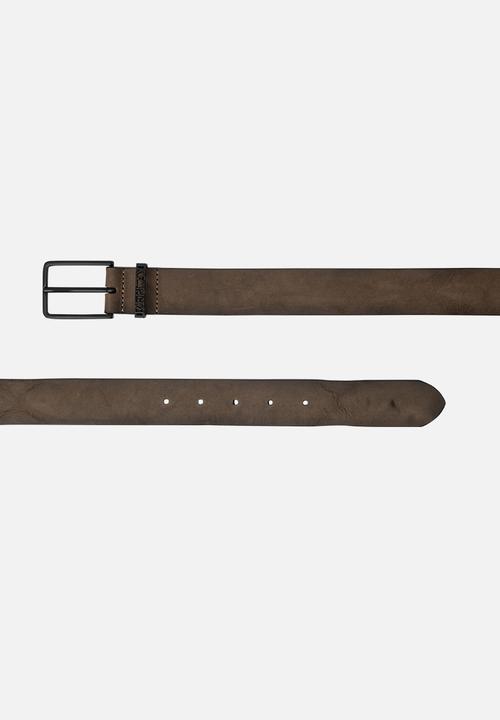 Replay - Velvet Leather Belt - Walnut