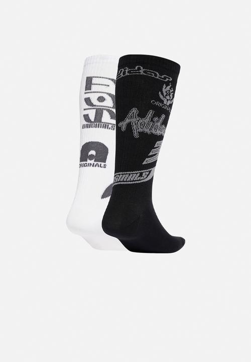 adidas Originals - Sponsors High Crew Socks 2 Pairs - Black/Grey Three/White 