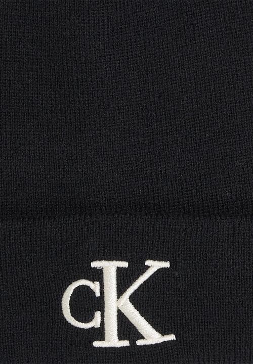 Calvin Klein - Monogram embro beanie - black/bone white