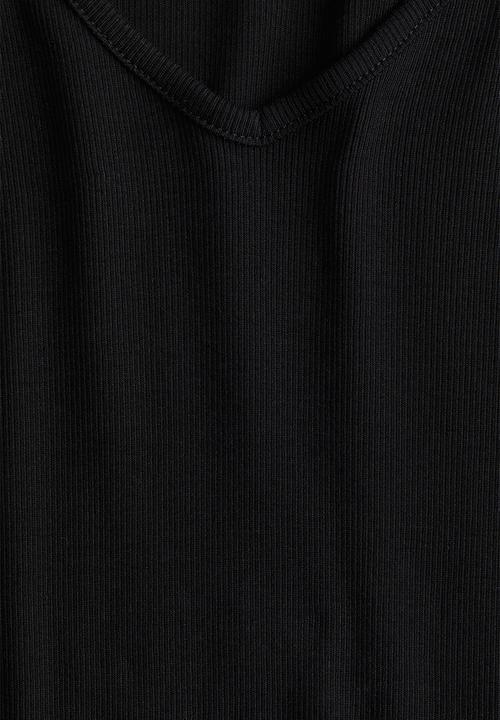 H&M - Ribbed cotton jersey top - black