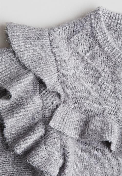 H&M - Frill-trim jumper - grey marl