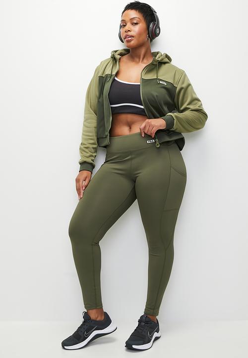 FILA - Plus Ember Zip-Up Hoodie - Dusty Olive/Alfalfa