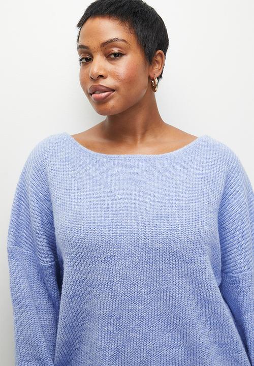 Cotton On - Luxe rib boatneck off shoulder - dusk blue