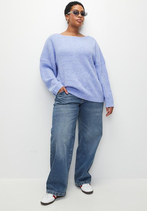 Cotton On - Luxe rib boatneck off shoulder - dusk blue
