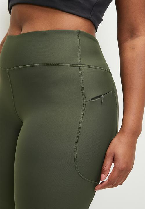 Cotton On - Plus Fleece Lined Outdoor Full Length Tight - Forest Green