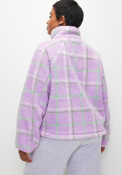 Cotton On - Plus Trail Sherpa Zip Thru - Lilac Check