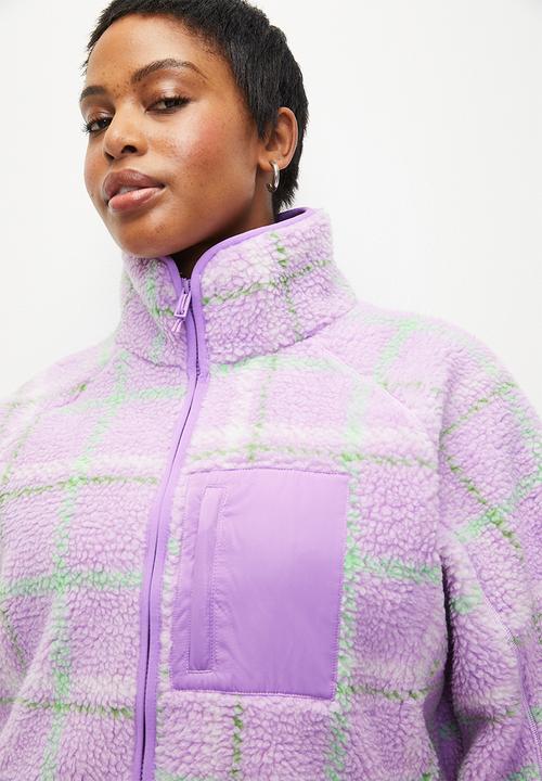 Cotton On - Plus Trail Sherpa Zip Thru - Lilac Check