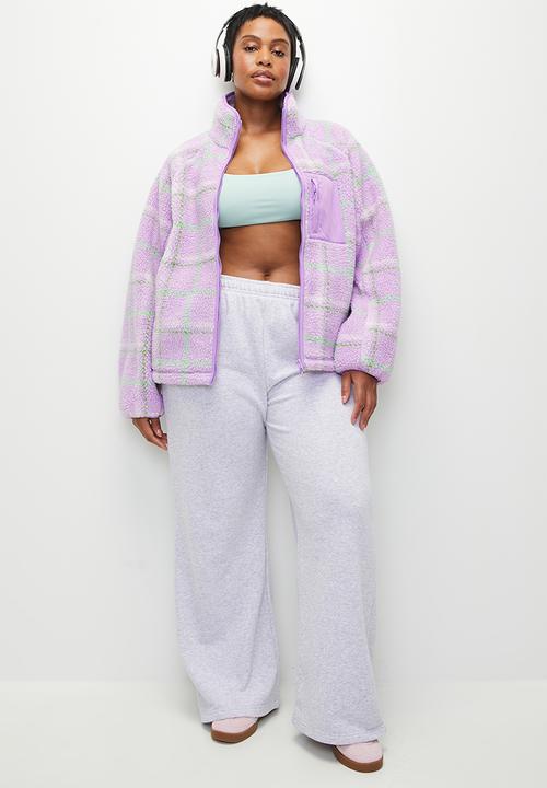Cotton On - Plus Trail Sherpa Zip Thru - Lilac Check