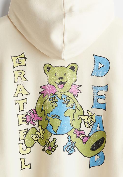 H&M - Oversized fit printed hoodie - light beige grateful dead