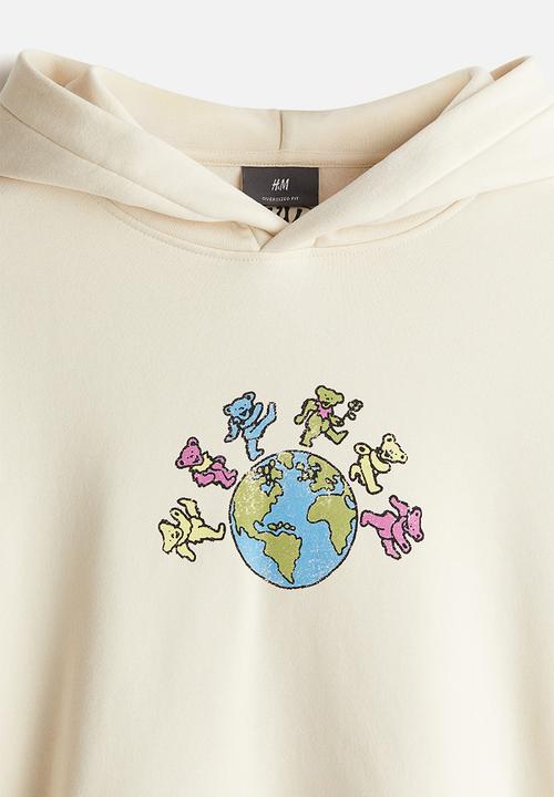 H&M - Oversized fit printed hoodie - light beige grateful dead