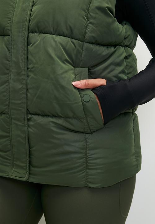 Cotton On - Plus The Mother Puffer Quilted Vest - Forest Green