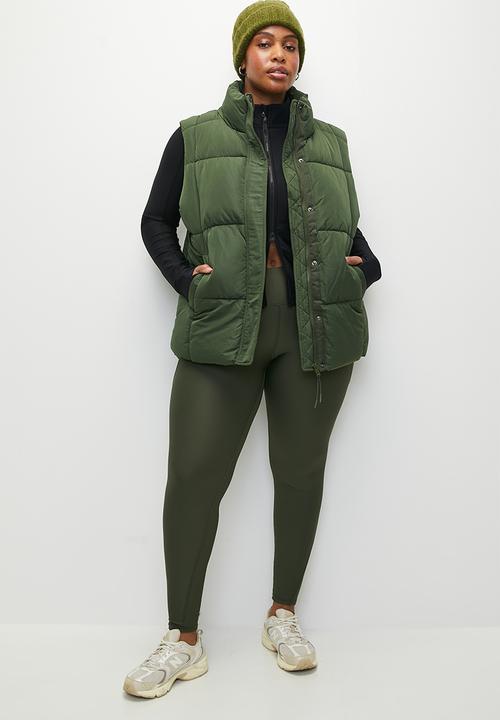 Cotton On - Plus The Mother Puffer Quilted Vest - Forest Green
