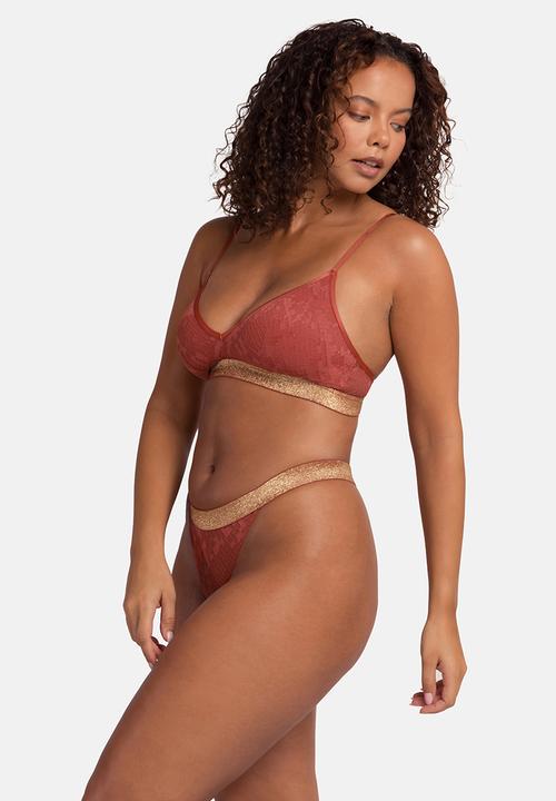 DORINA - Vera Light padded bralette - coral/black