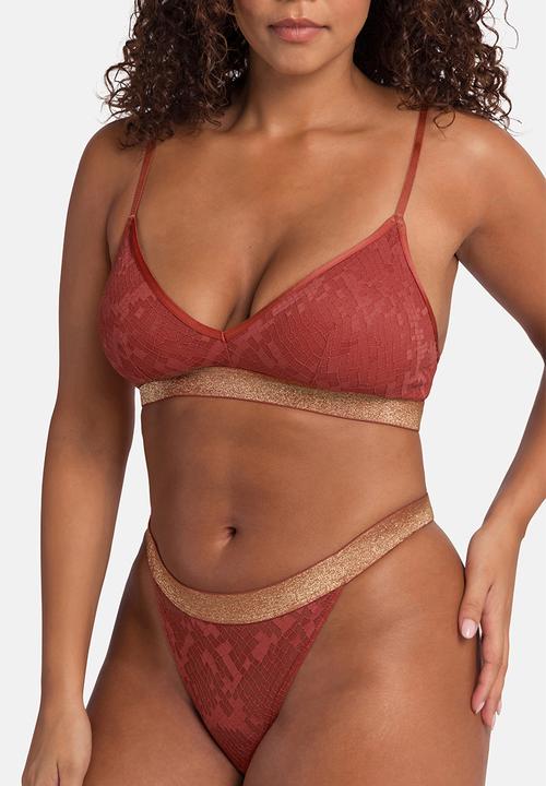 DORINA - Vera Light padded bralette - coral/black