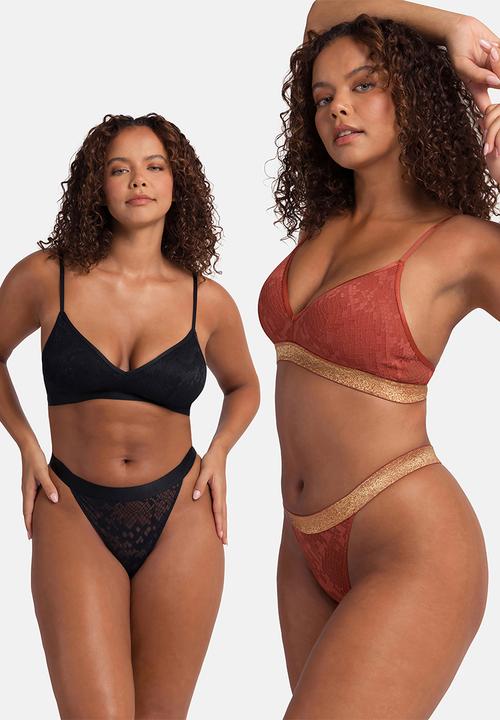 DORINA - Vera Light padded bralette - coral/black