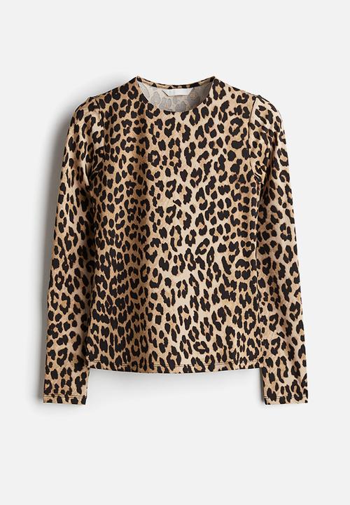 H&M - Jersey top - beige/leopard print