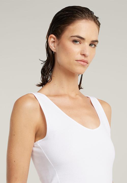 Asymmetrical Zip Slim Tank Top Wmn - White