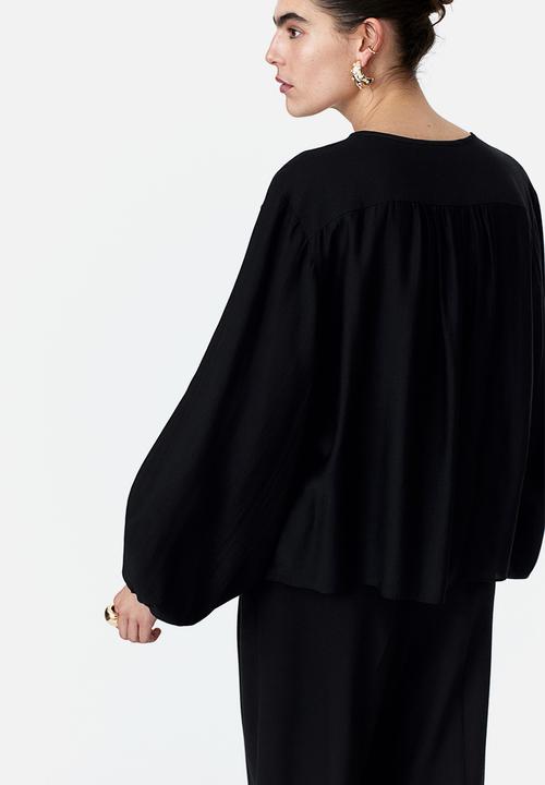 H&M - Frill-trimmed blouse - black