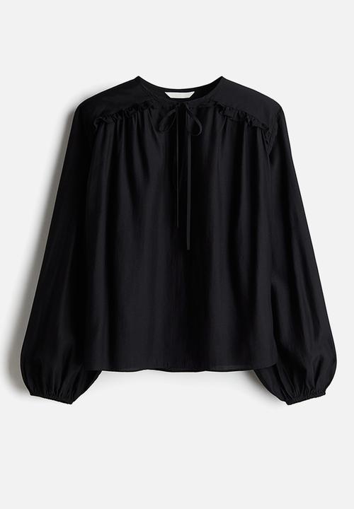H&M - Frill-trimmed blouse - black
