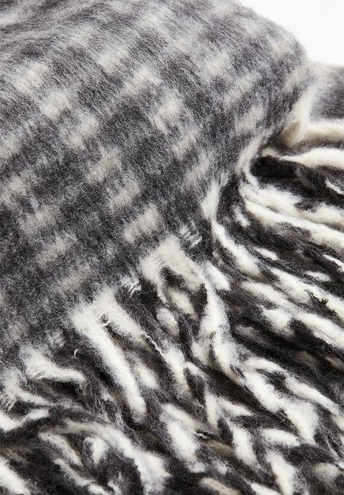 H&M - Fringed scarf - dark grey checked