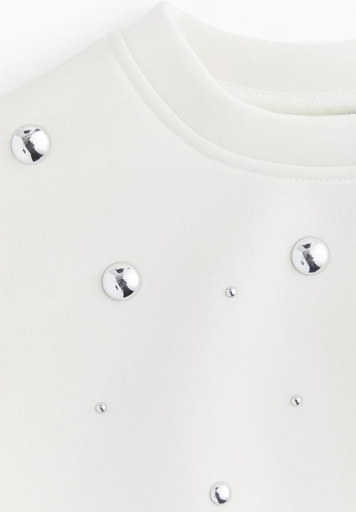 H&M - Studded scuba sweatshirt - cream
