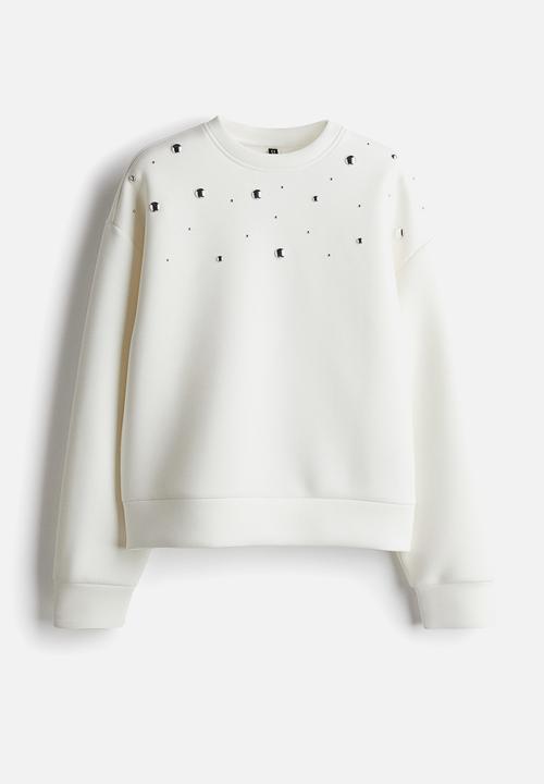 H&M - Studded scuba sweatshirt - cream
