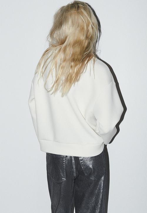 H&M - Studded scuba sweatshirt - cream