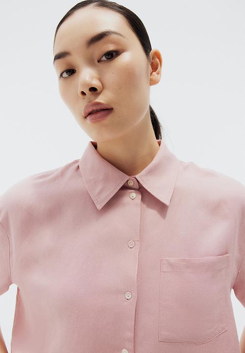 H&M - Linen-blend shirt - dusty pink