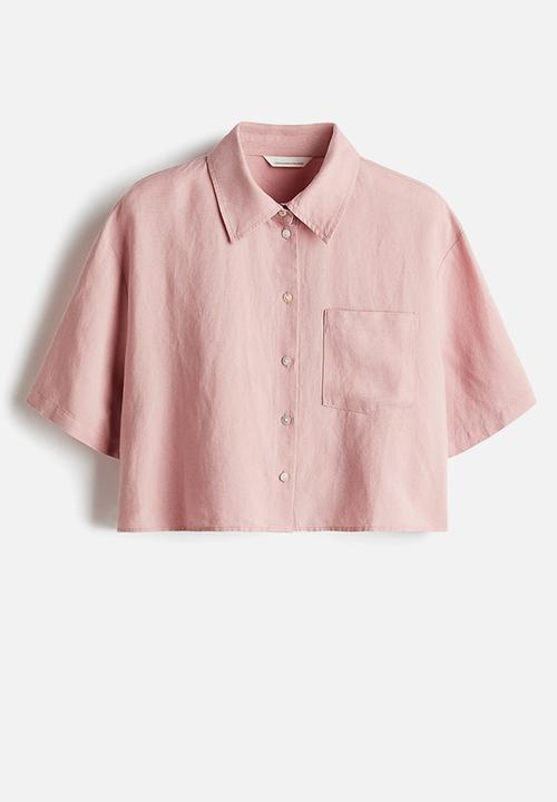 H&M - Linen-blend shirt - dusty pink