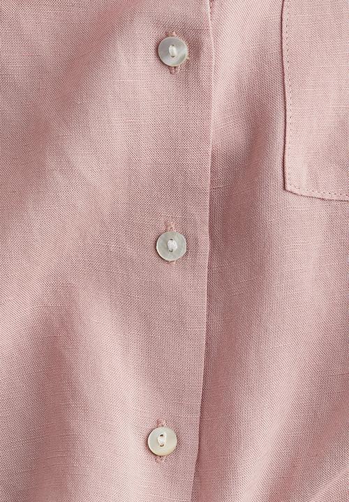 H&M - Linen-blend shirt - dusty pink
