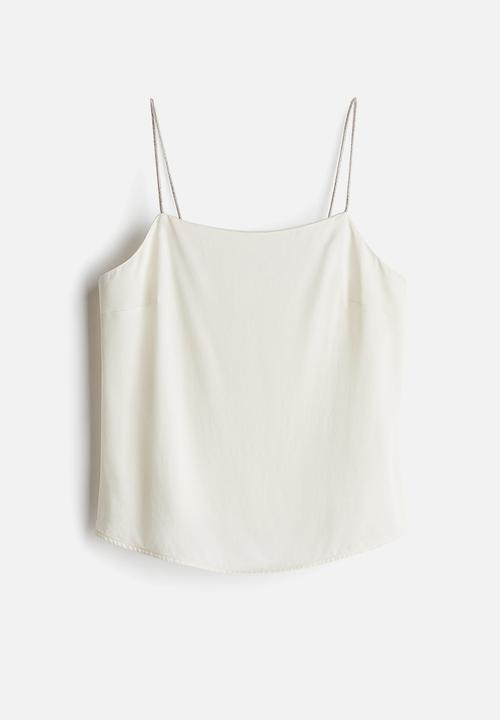 H&M - Rhinestone-strap top - white
