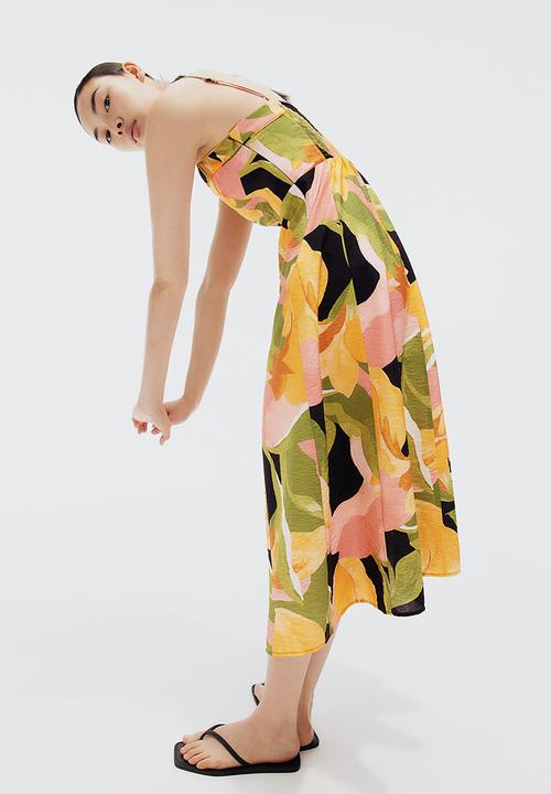 H&M - Strappy midi dress - green patterned