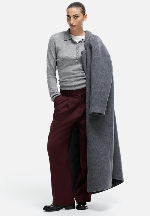 H&M - Straight trousers - burgundy 