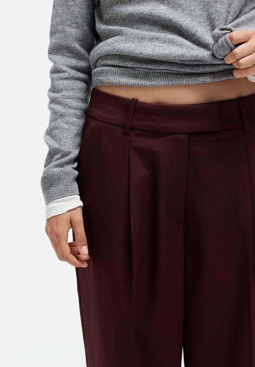 H&M - Straight trousers - burgundy 