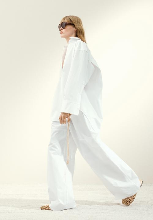 H&M - H&M Studio: Stitching-detail cotton shirt - white