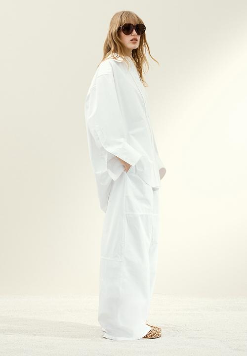 H&M - H&M Studio: Stitching-detail cotton shirt - white