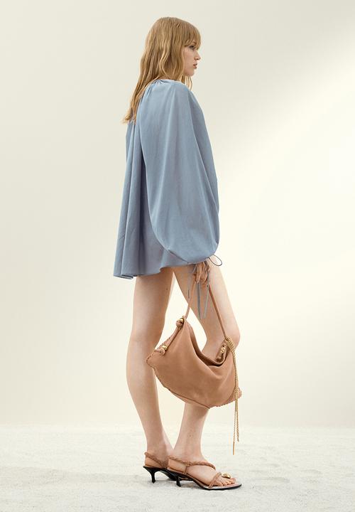 H&M - H&M Studio: Balloon-sleeved blouse - dusty blue