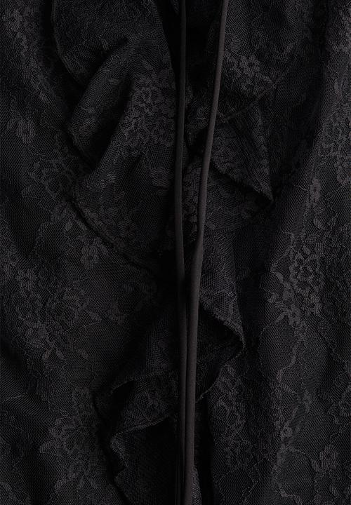 H&M - Frill-trimmed lace blouse - black