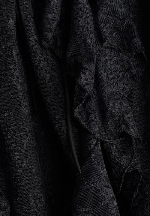 H&M - Flounce-trimmed lace dress - black