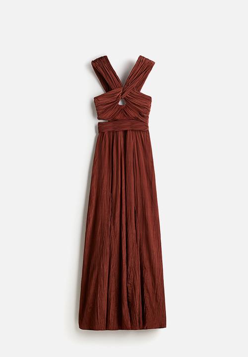 H&M Studio: Draped plisse dress - brown - 1274391001