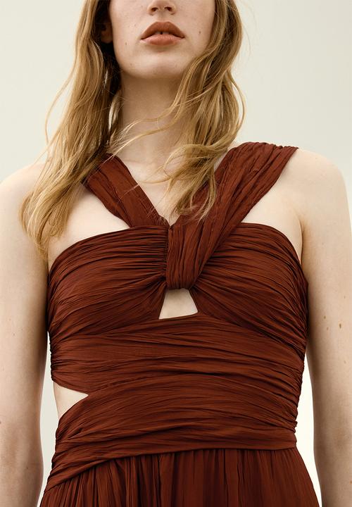 H&M - H&M Studio: Draped plisse dress - brown